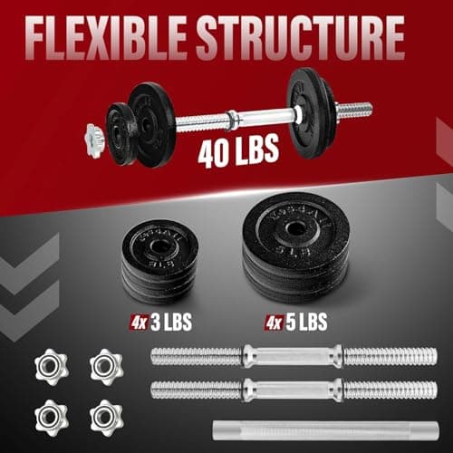 Yes4All Adjustable Dumbbell Set with Connector, 60 lbs thumbnail 2