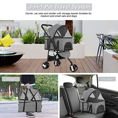 BestPet 3-in-1 Premium Dog Cat Stroller thumbnail 4