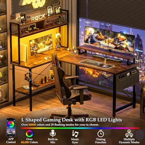 GreenForest L-Shaped Gaming Desk with Power Outlets (60.2 inch) thumbnail 4