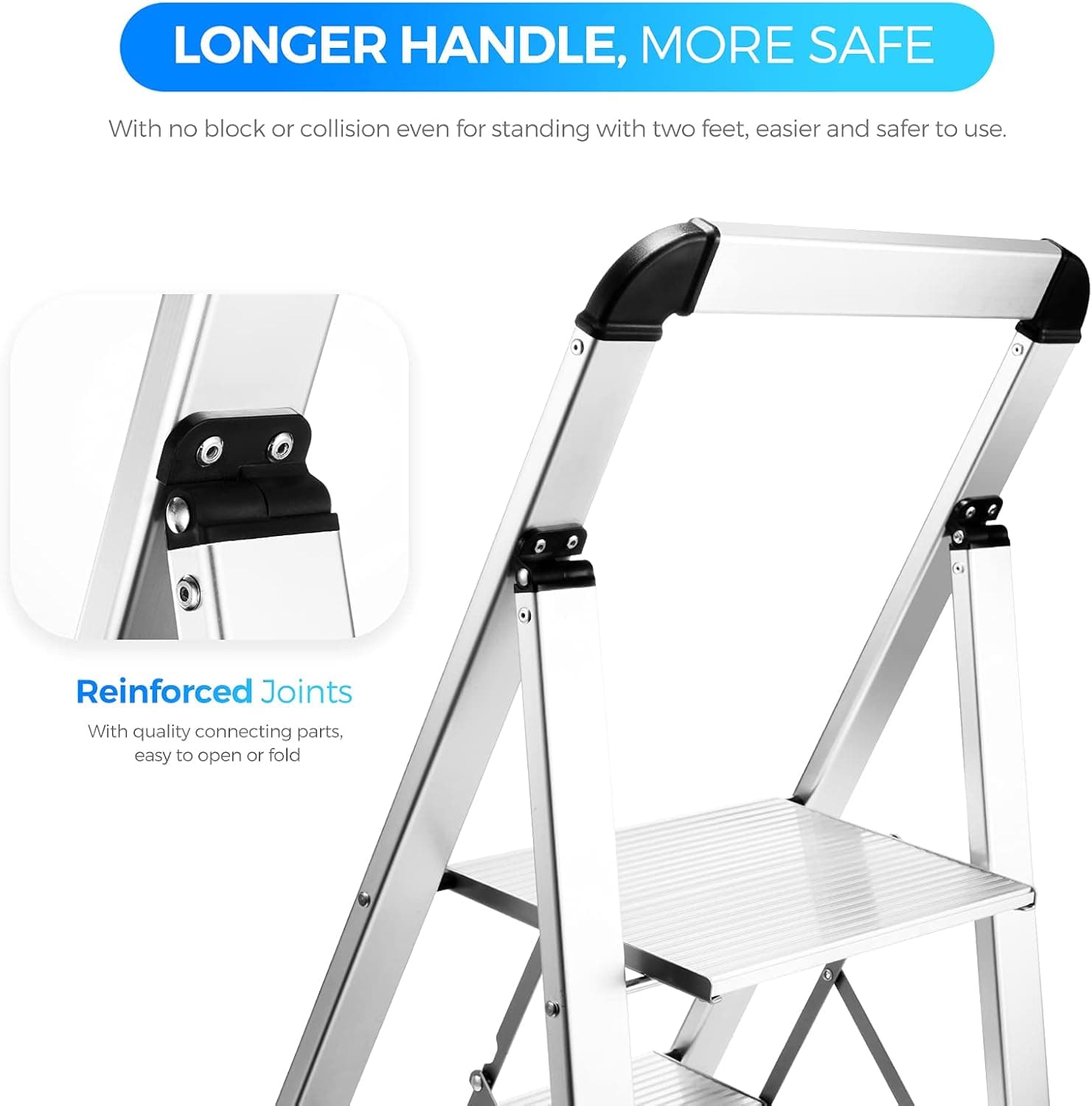 Delxo 3 Step Aluminum Folding Ladder thumbnail 5