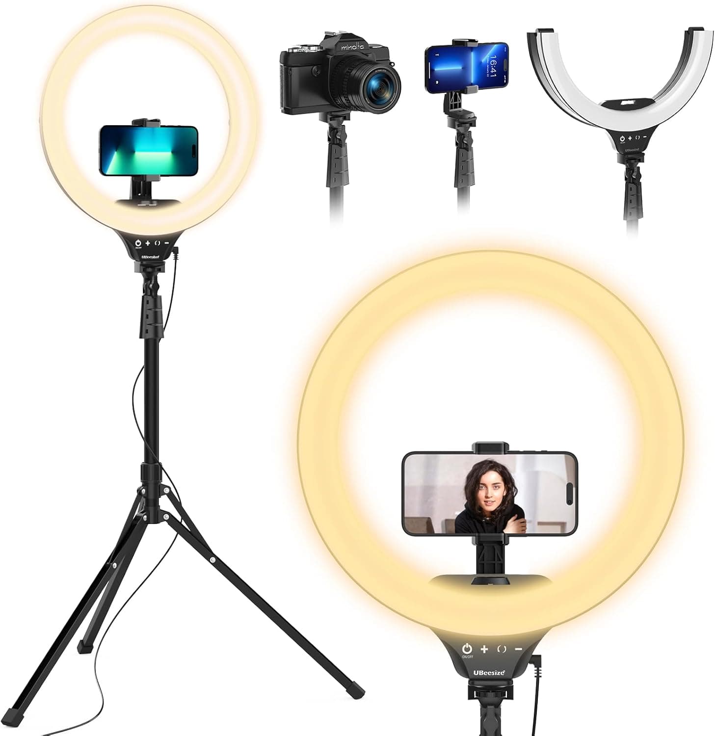 UBeesize 14-Inch Foldable Ring Light with Tripod - image 1