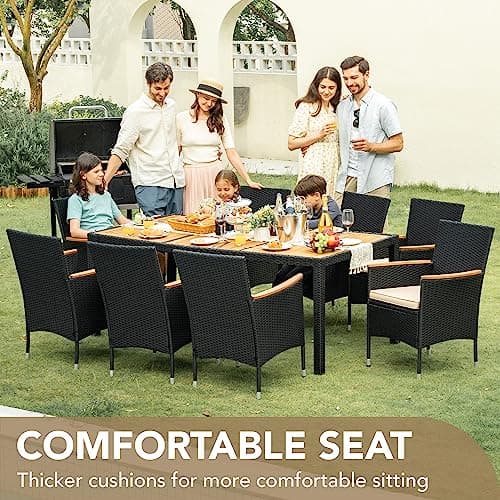 Devoko 9-Piece Patio Dining Set with Umbrella Hole thumbnail 4