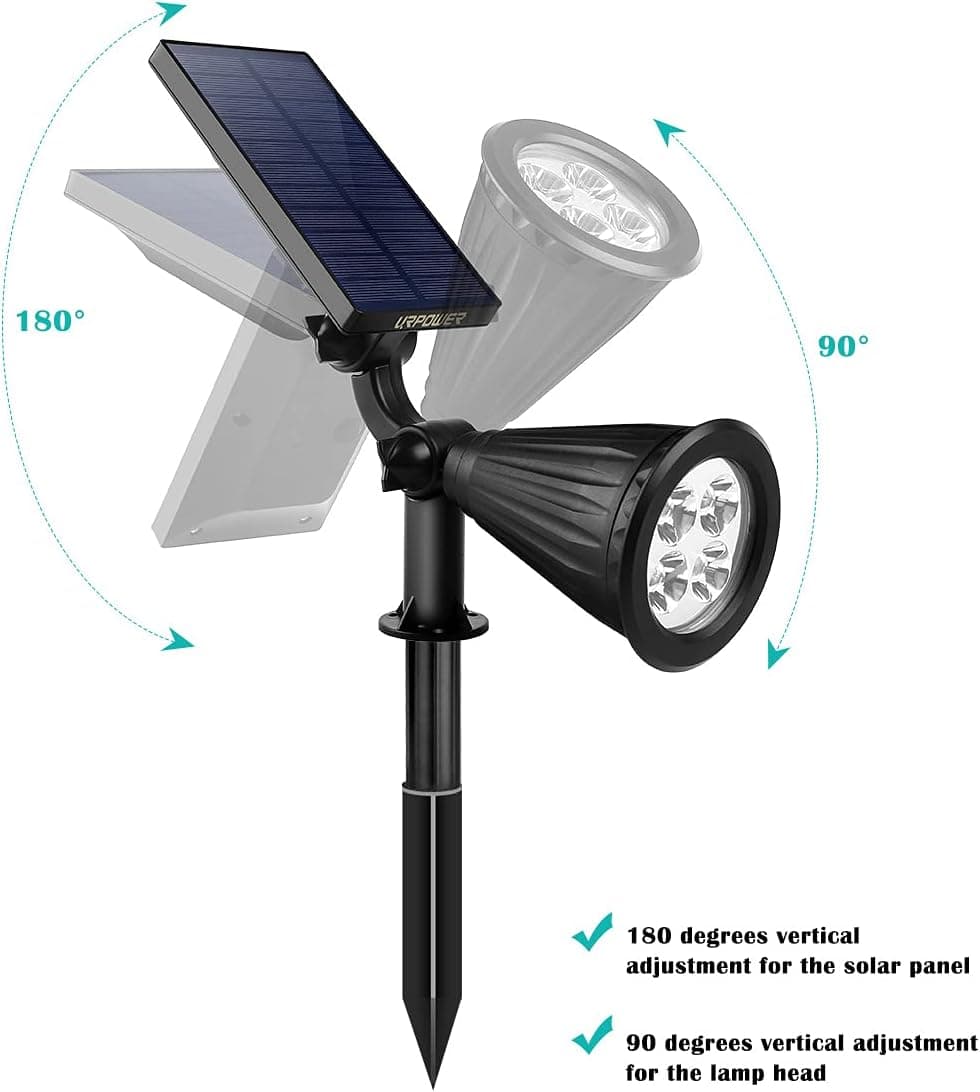 URPOWER Solar Lights Outdoor 2-in-1 Adjustable Spotlights thumbnail 2
