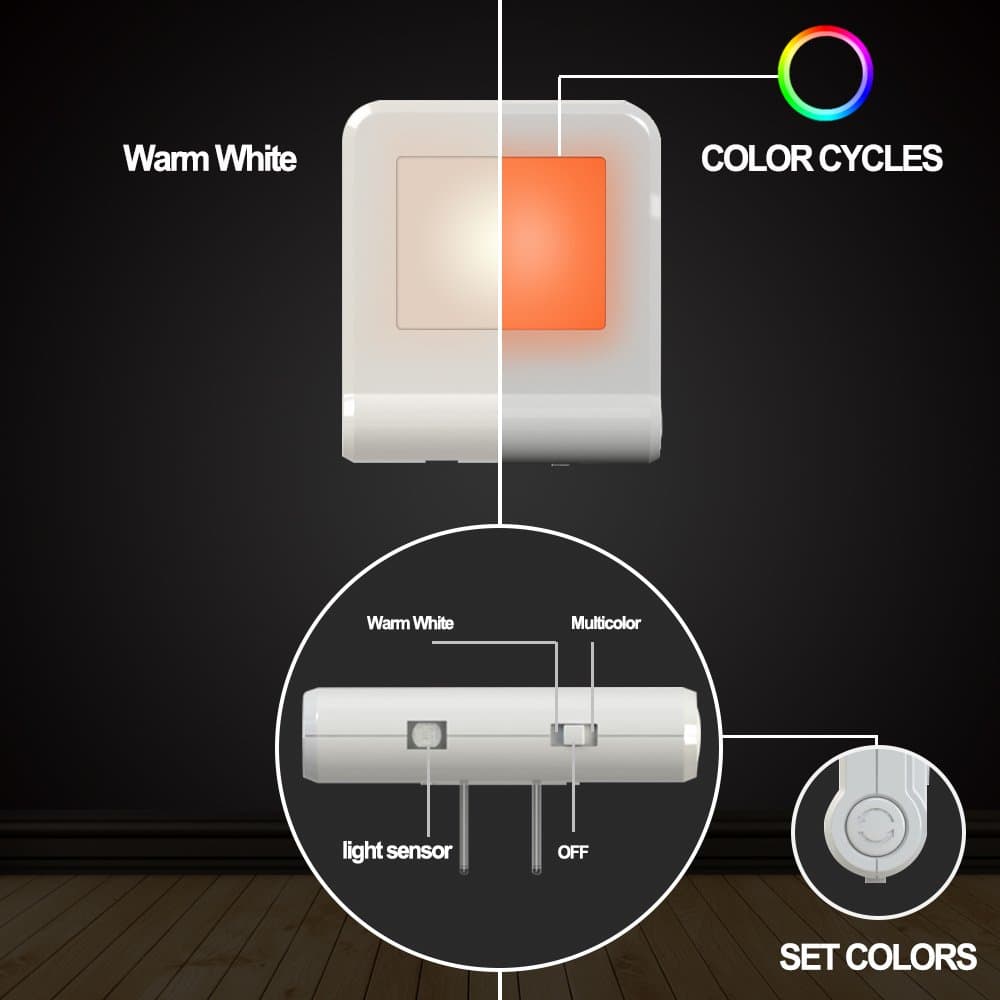 MAZ-TEK Color Changing Plug-In Night Light (2-Pack) thumbnail 3