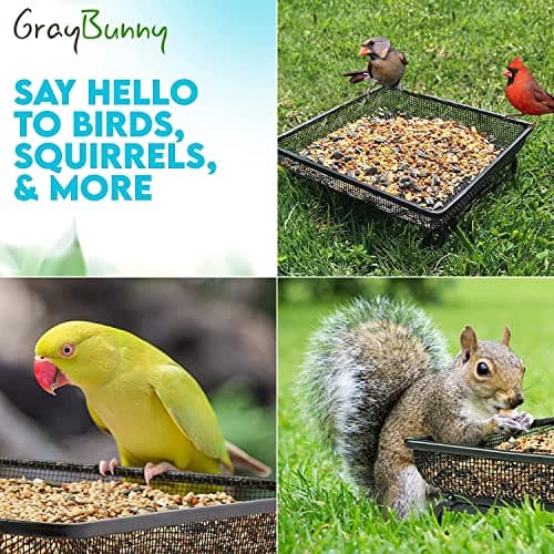Gray Bunny Hanging Platform Bird Feeder Tray with Chains thumbnail 5