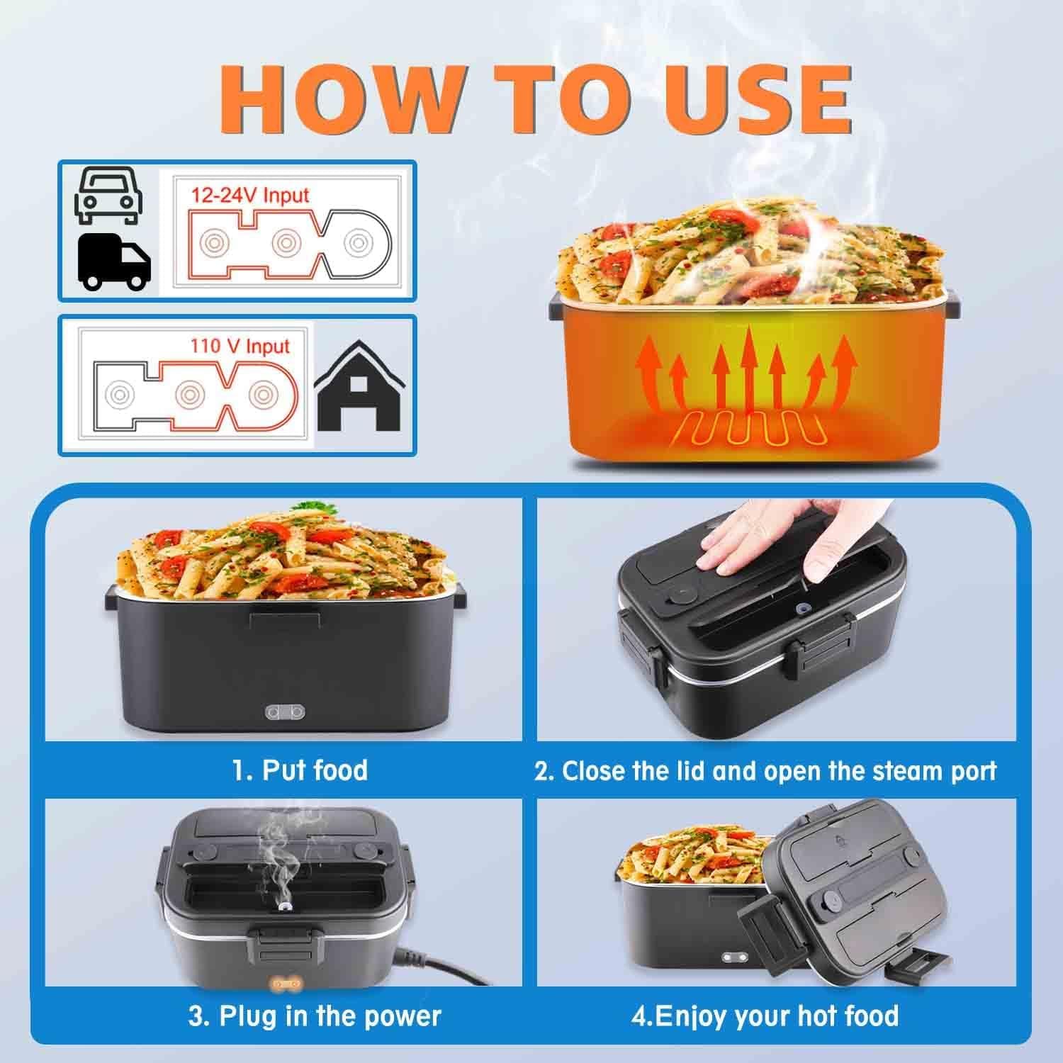 Nifogo 80W Electric Lunch Box 3-in-1 (1.8L, 12V/24V/110V) thumbnail 5