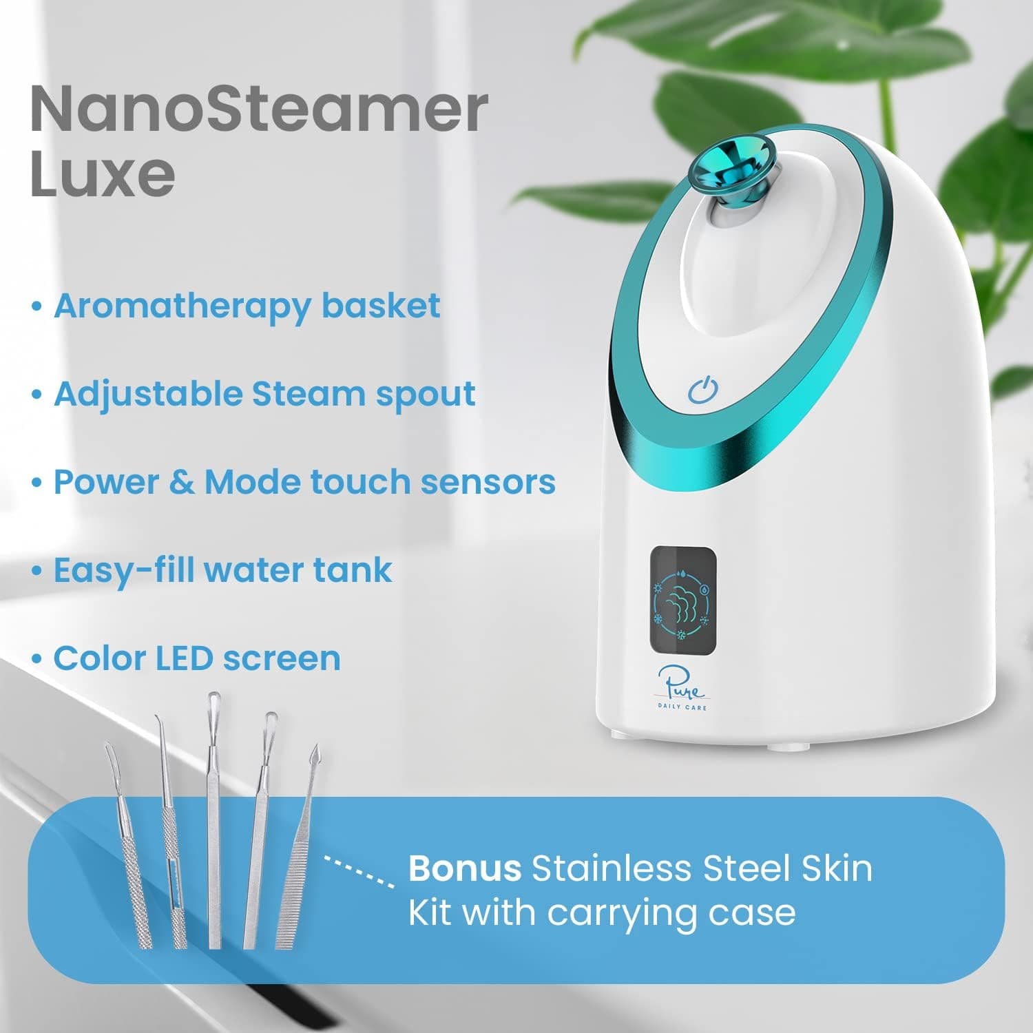 NanoSteamer Luxe by Pure Daily Care — Ionic Facial Steamer with 6 Steam Modes thumbnail 2
