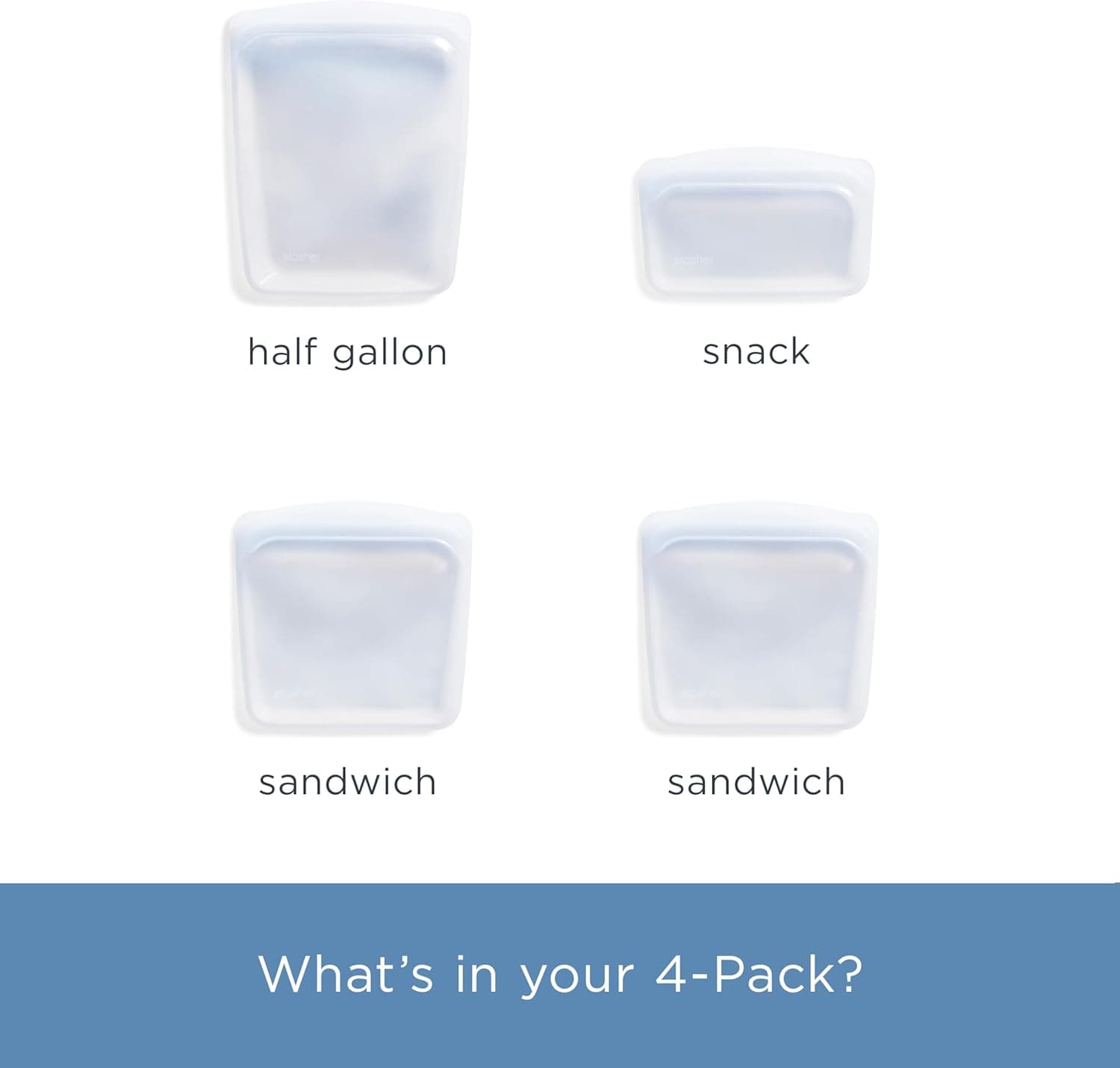 Stasher Silicone Reusable Storage Bag 4-Pack (Clear) thumbnail 5