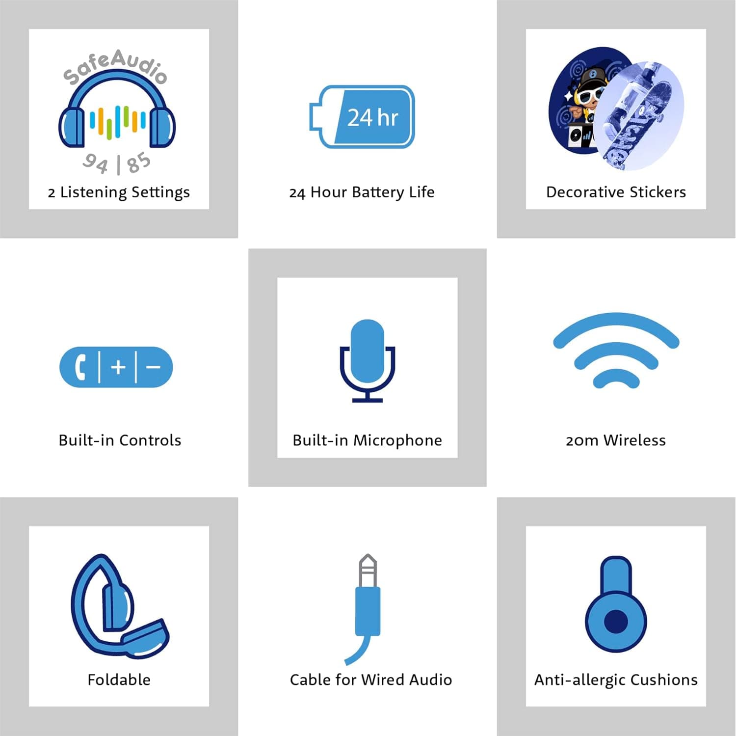 BuddyPhones POP Fun Foldable Bluetooth Kids Headphones thumbnail 3