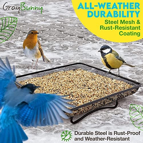 Gray Bunny Hanging Platform Bird Feeder Tray with Chains thumbnail 3