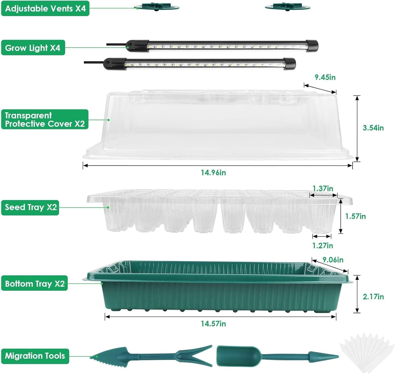 Sondiko Seed Starter Tray with Grow Light – 80 Cells, 2 Pack thumbnail 2