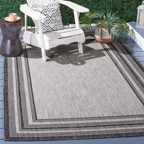 SAFAVIEH Courtyard Collection 5'5" x 7'7" Black/Grey Indoor/Outdoor Rug - image 1