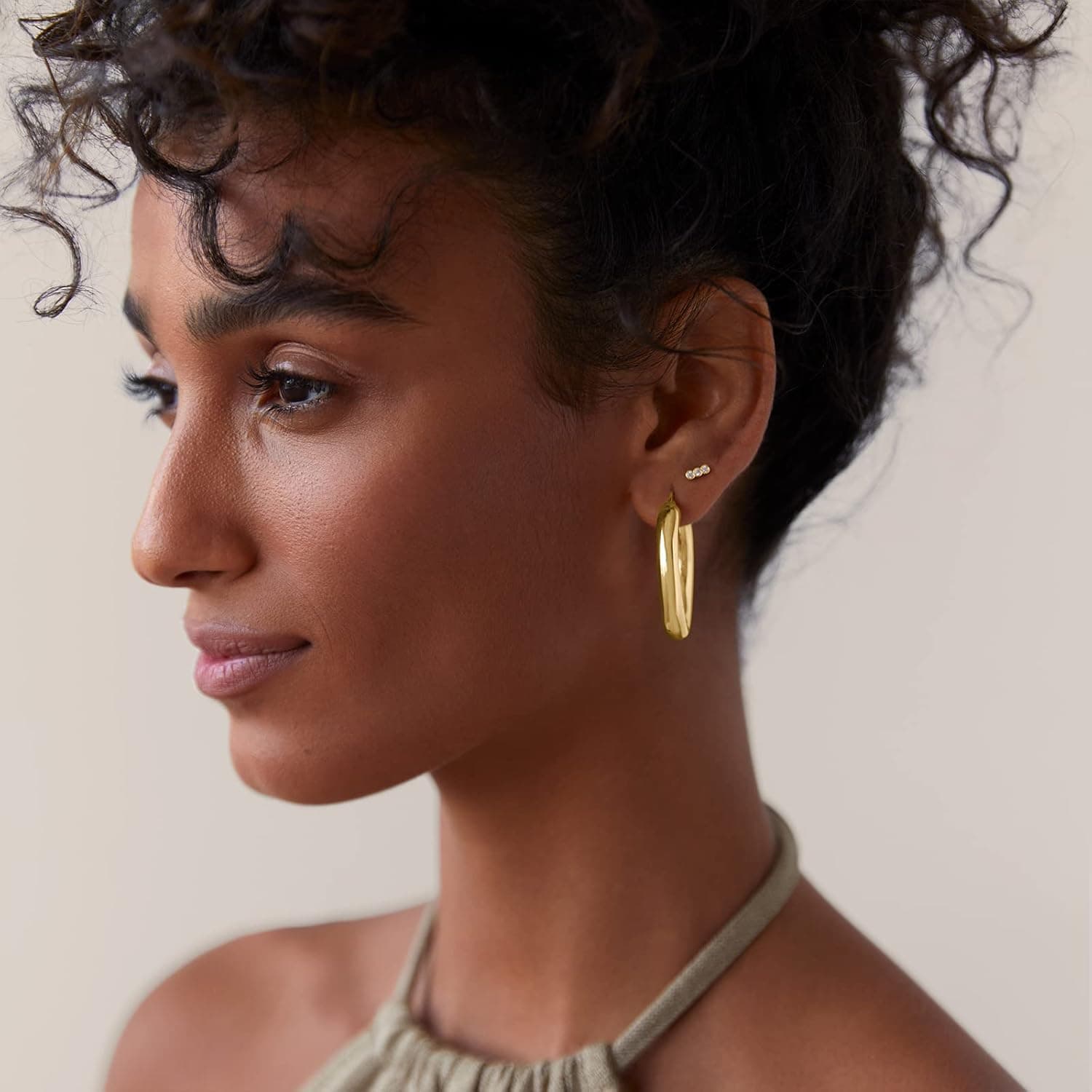 PAVOI 14K Gold Plated Solid 925 Sterling Silver Post CZ Flat Back Earrings thumbnail 4