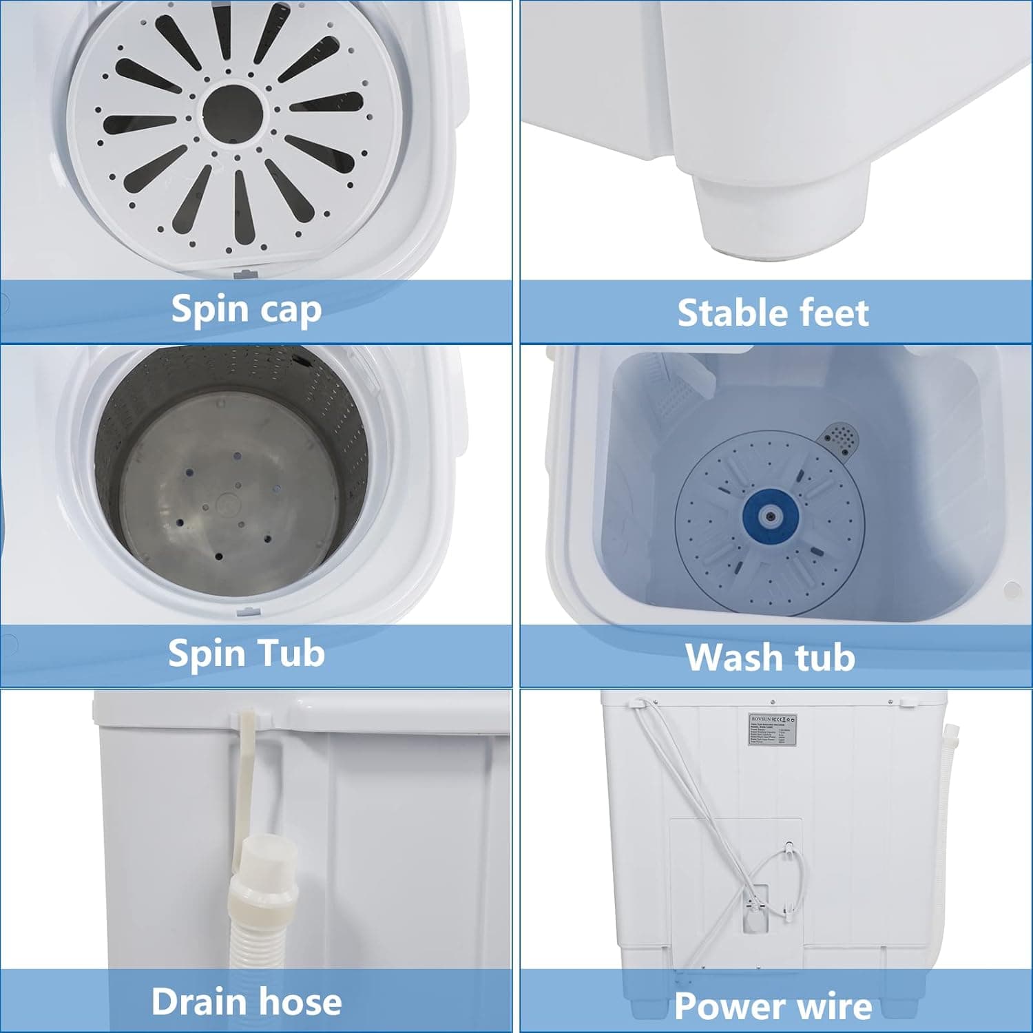 ROVSUN 17.6LBS Portable Twin Tub Washing Machine thumbnail 4