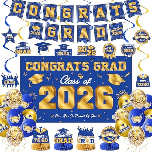 HOMDAILY Blue and Gold Graduation Decorations Kit - image 1