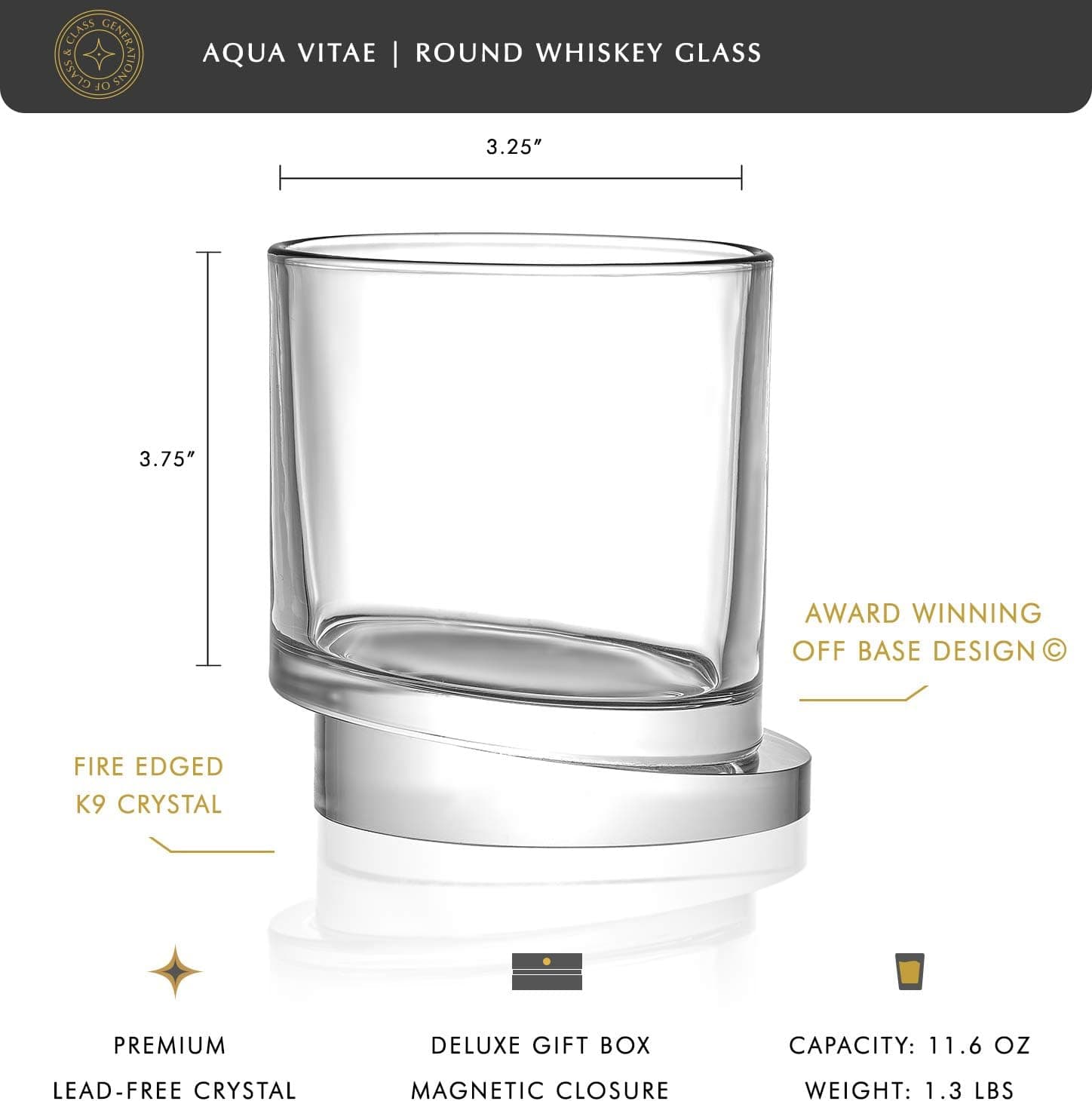 JoyJolt Aqua Vitae Whiskey Glass, Set of 2 thumbnail 2