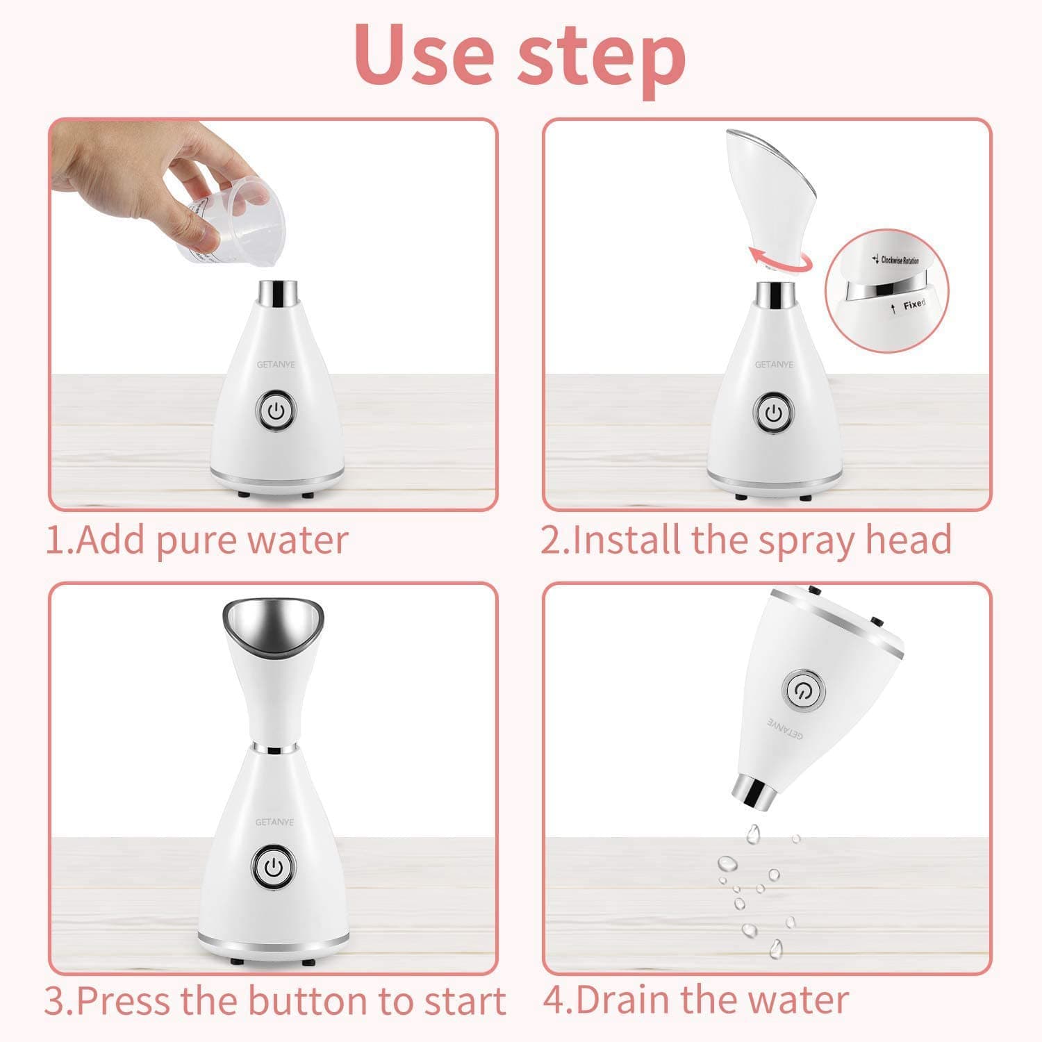 GETANYE Nano Ionic Face Steamer — 10X Penetration with Blackhead Remover Kit thumbnail 5