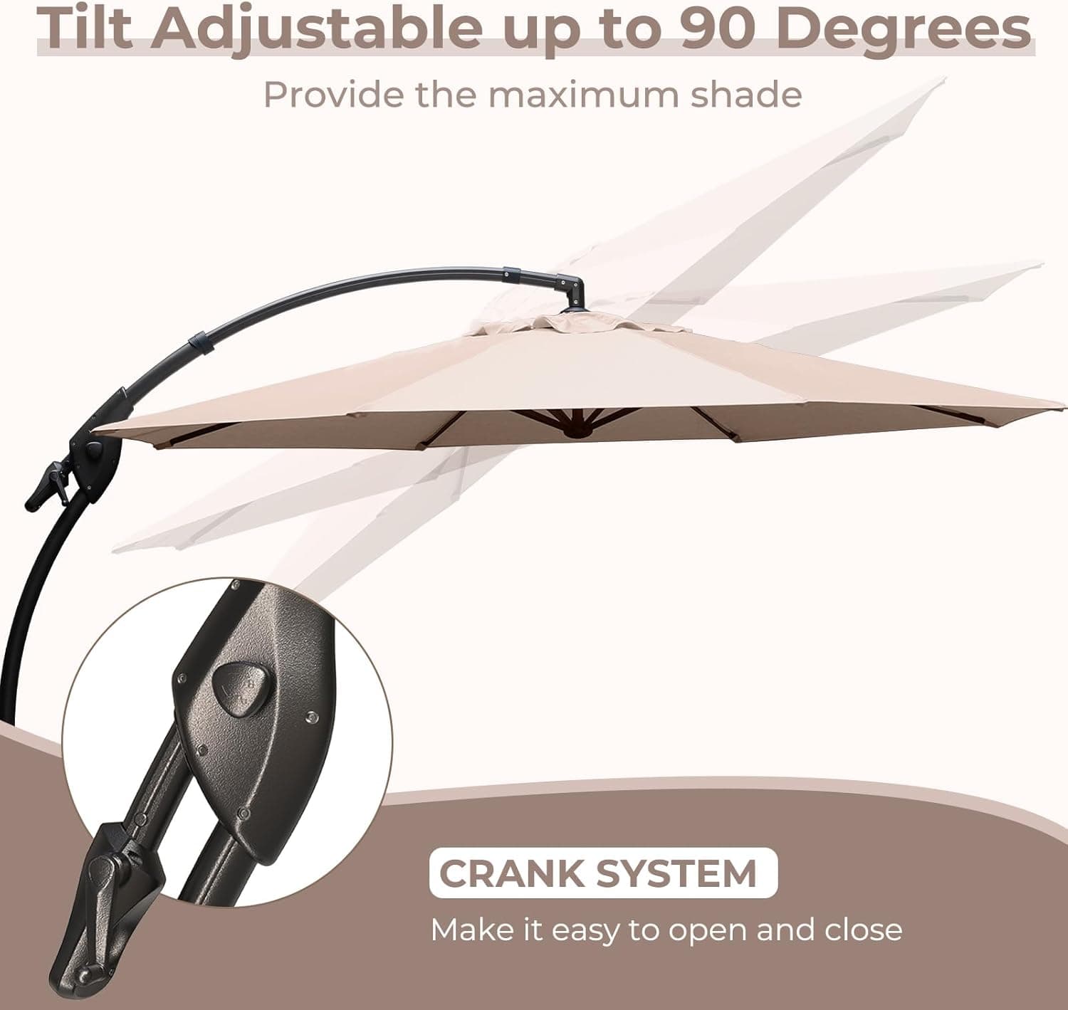 Grand Patio 11 FT Cantilever Umbrella with Base for Backyard thumbnail 5