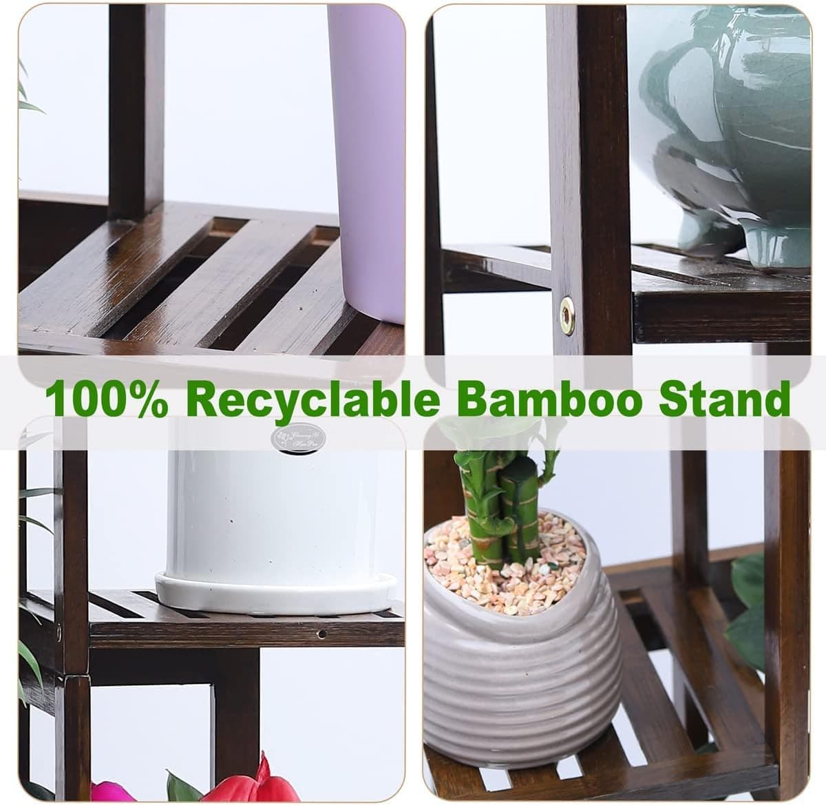 OERGKE Bamboo 6-Tier Plant Stand — 7 Potted Tall Shelf Indoor Outdoor thumbnail 2