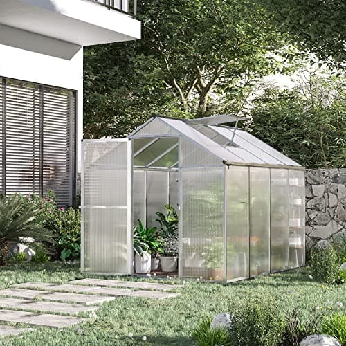 Outsunny 8x6 ft Walk-In Polycarbonate Greenhouse thumbnail 2