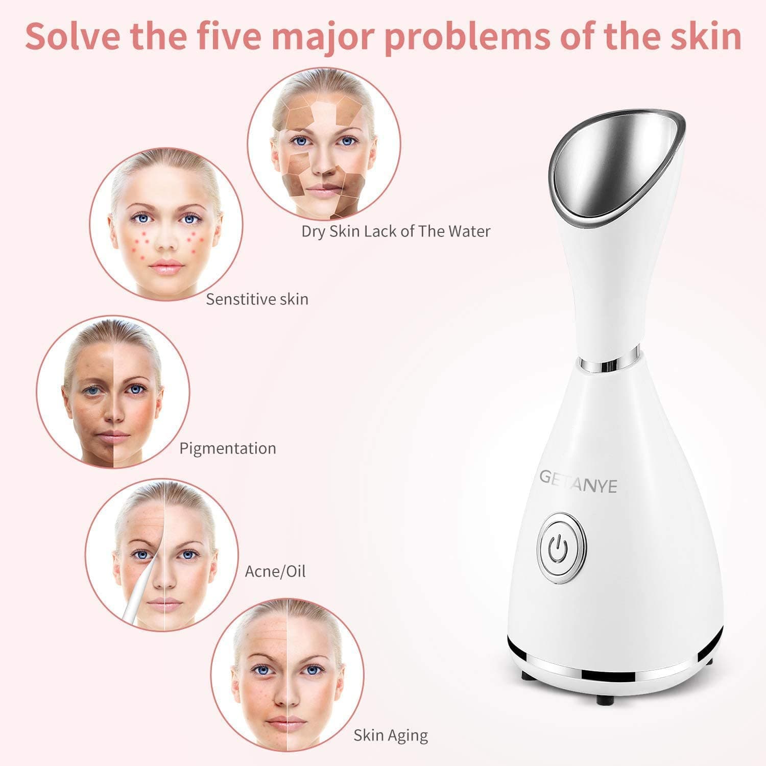 GETANYE Nano Ionic Face Steamer — 10X Penetration with Blackhead Remover Kit thumbnail 3