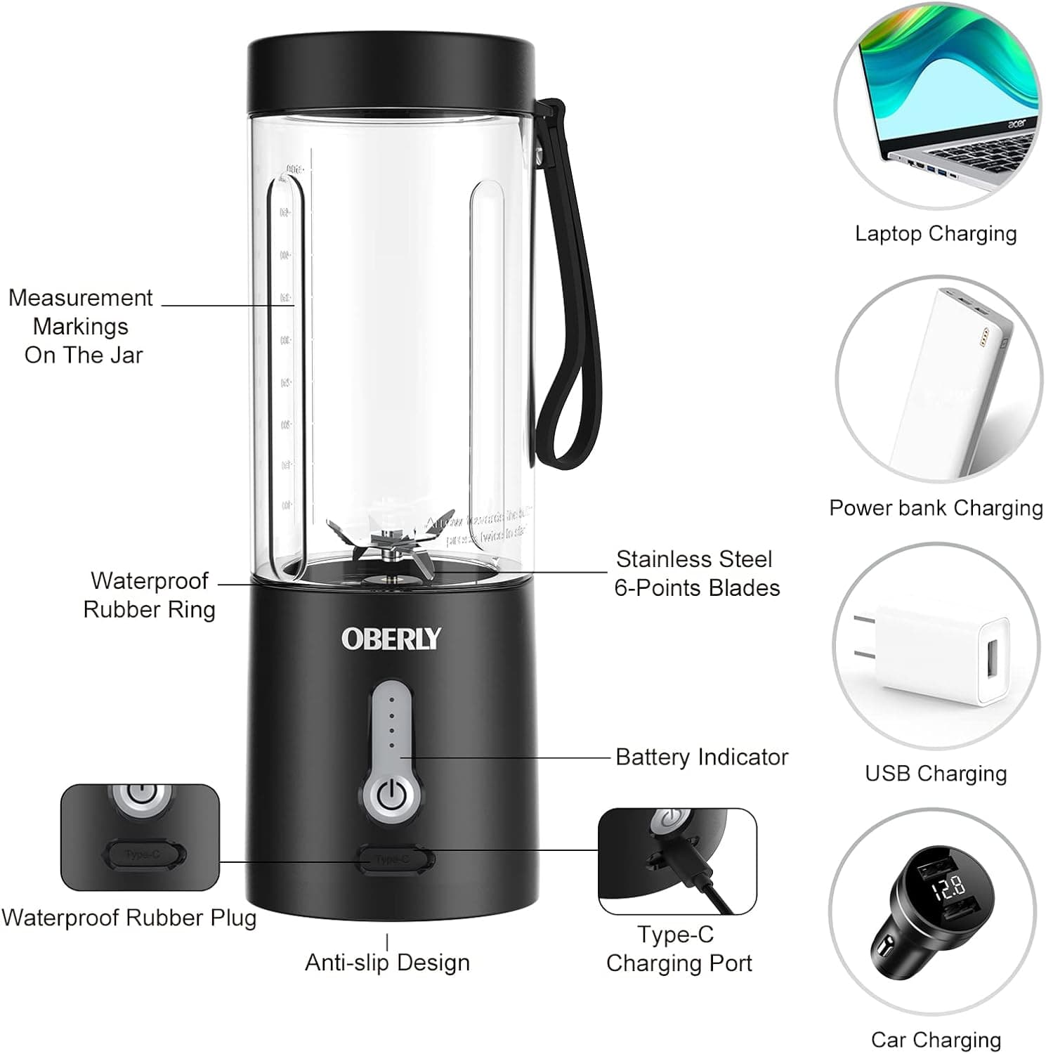 OBERLY Portable Blender 18oz thumbnail 5