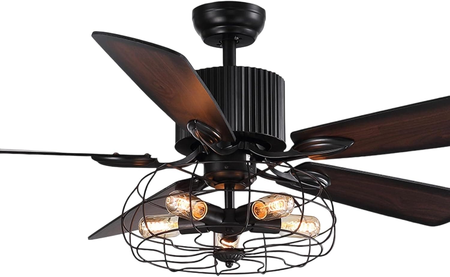 APBEAMLighting 52" Industrial Caged Ceiling Fan with Wood Blades - image 1