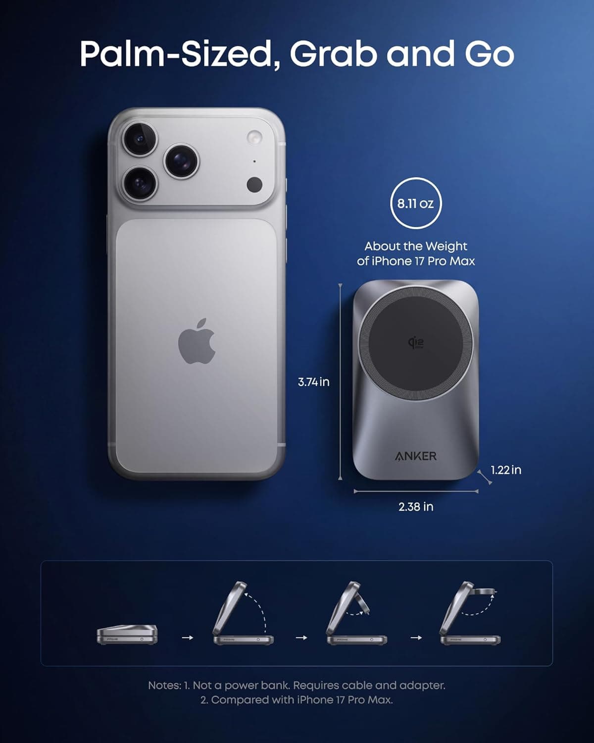 Anker Prime 3-in-1 Wireless Charging Station (Foldable, Qi2.2 25W) thumbnail 4