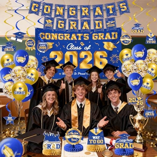 HOMDAILY Blue and Gold Graduation Decorations Kit thumbnail 2