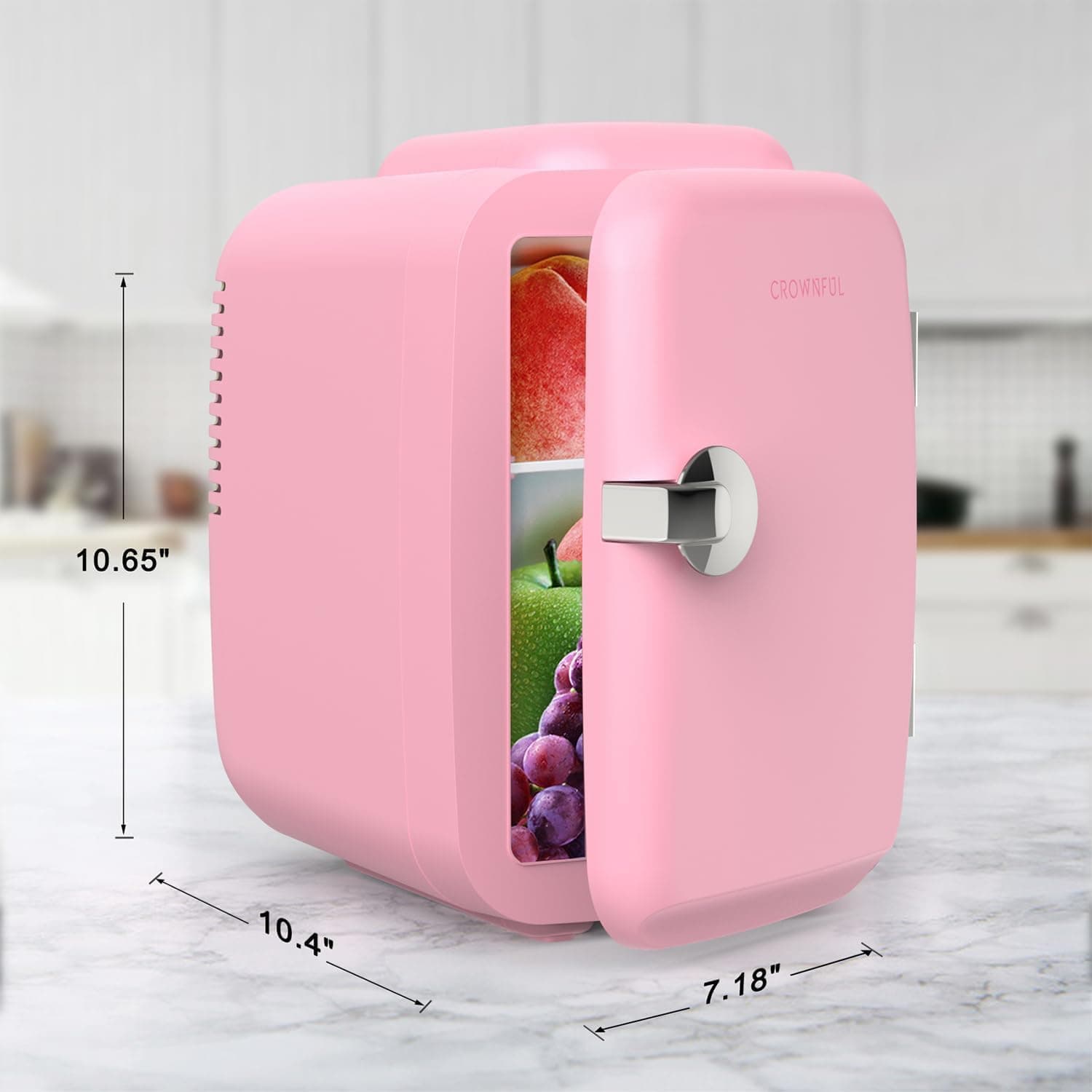 CROWNFUL Mini Fridge (4 Liter, Pink) thumbnail 5