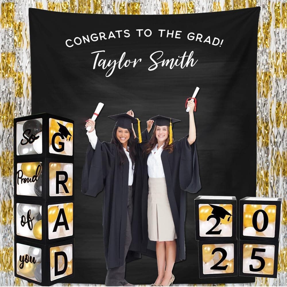 Graduation Balloon Boxes with GRAD Letters and 20 Balloons thumbnail 4