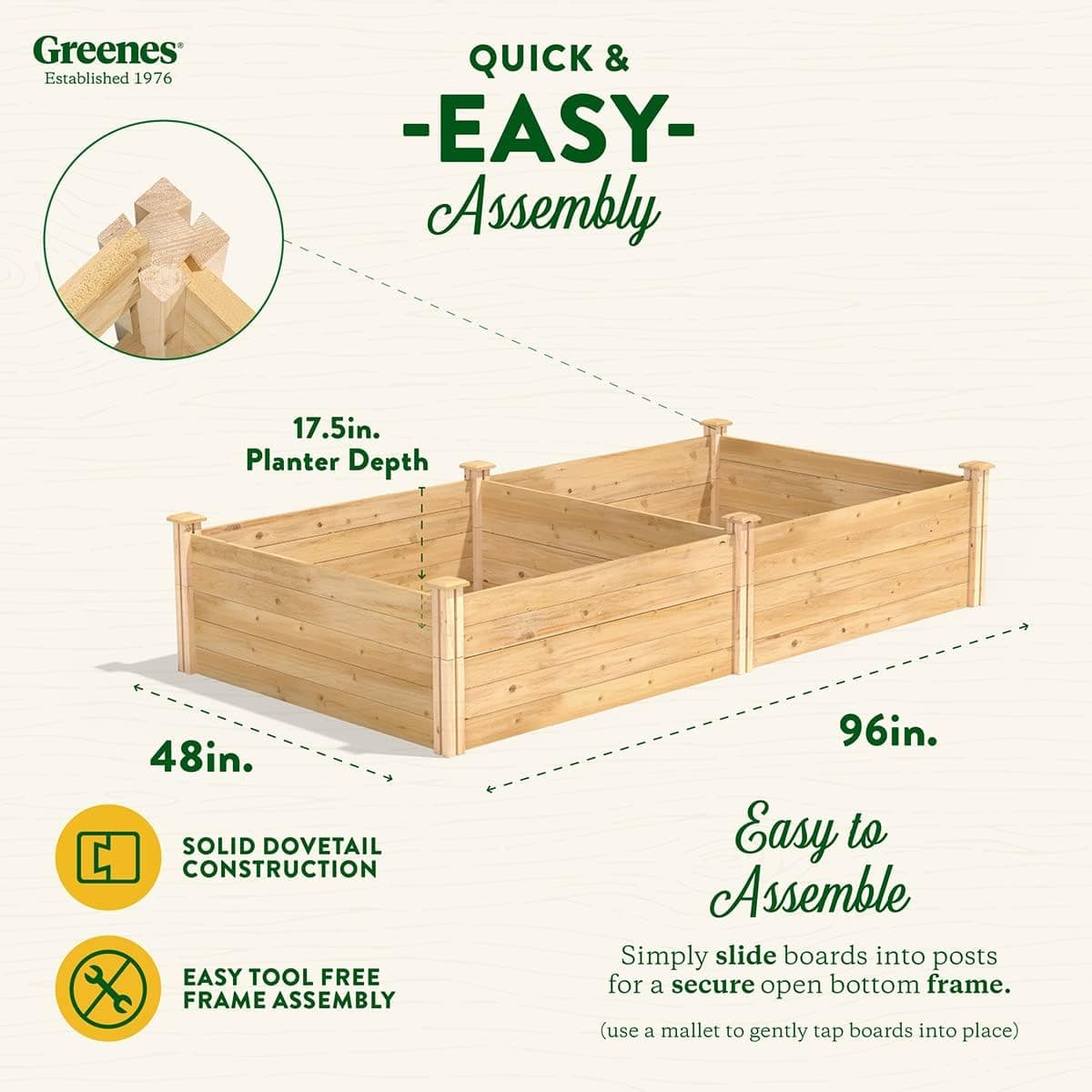 Greenes Fence Premium Cedar Raised Garden Bed (4x8x17.5") thumbnail 4