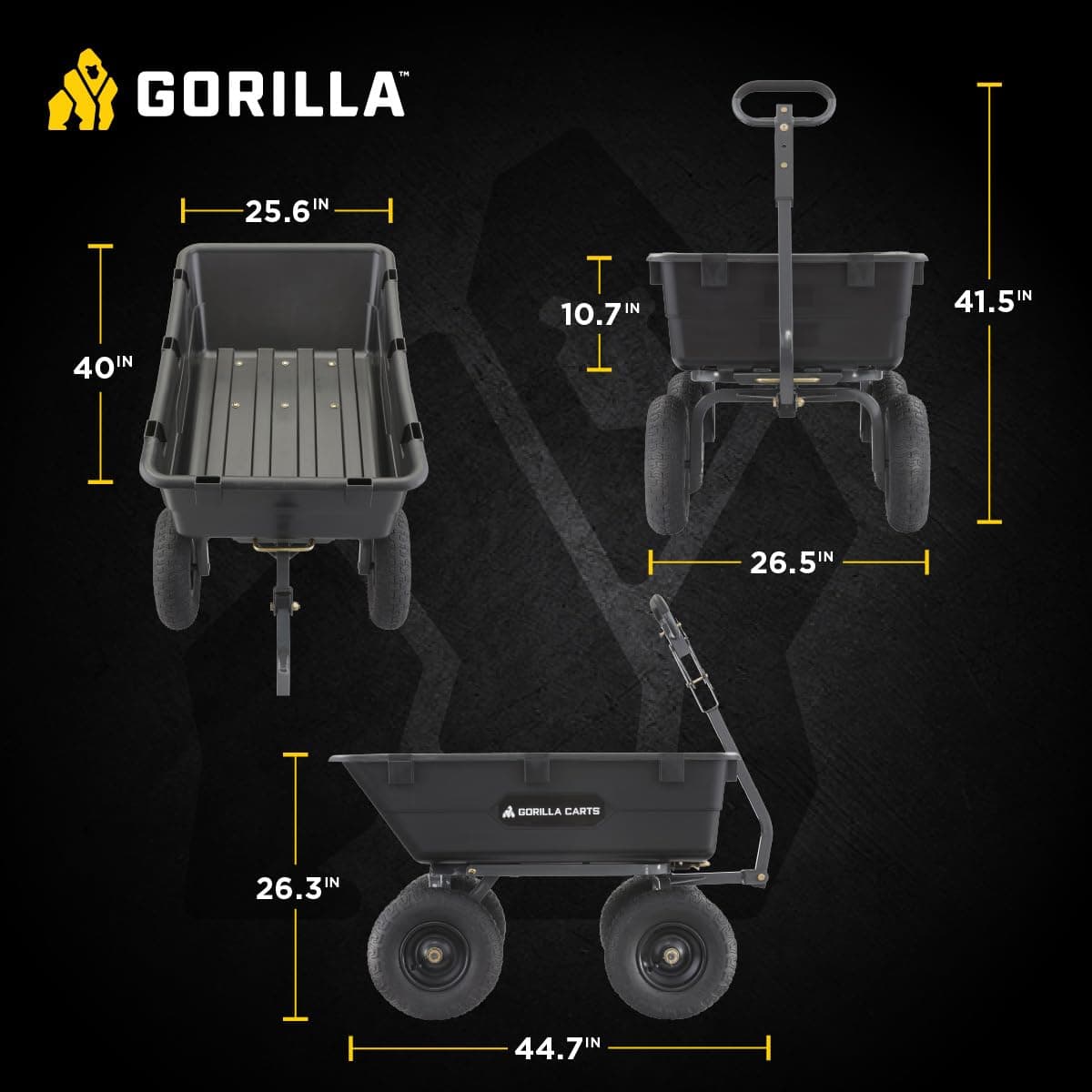Gorilla Carts GOR6PS Heavy-Duty Poly Dump Cart, 6 Cu. Ft. thumbnail 4