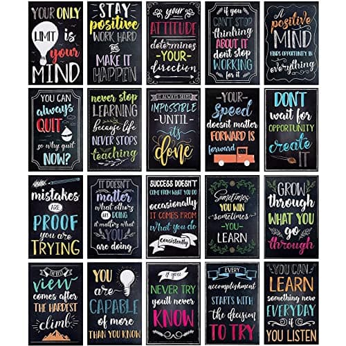 Juvale 20-Pack Motivational Classroom Posters - Chalkboard-Style Growth Mindset Wall Decor - image 1