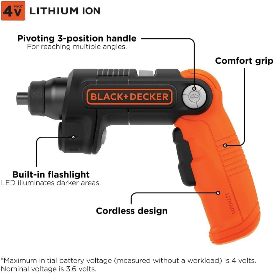 BLACK+DECKER BDCSFL20C 4V MAX LightDriver Cordless Screwdriver thumbnail 5