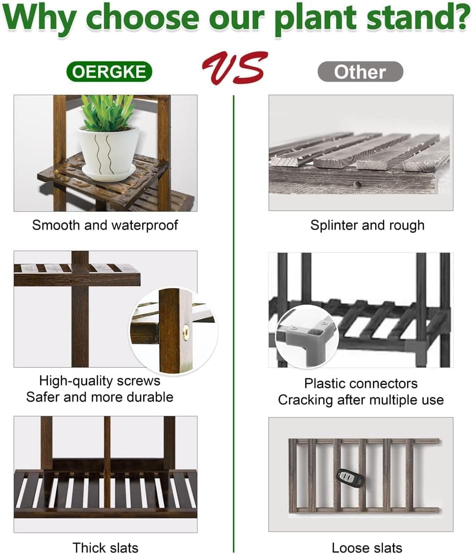 OERGKE Bamboo 6-Tier Plant Stand — 7 Potted Tall Shelf Indoor Outdoor thumbnail 5