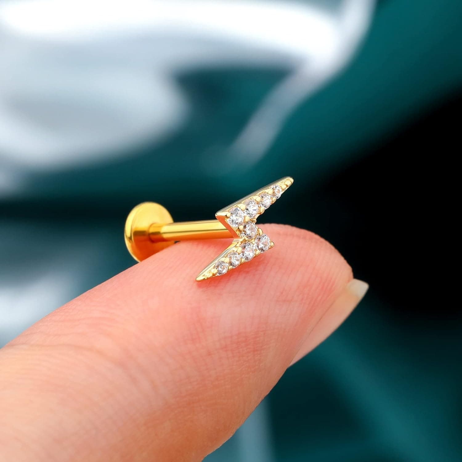 COCHARM 14K Solid Gold Flat Back Helix Earrings with Titanium Post thumbnail 3