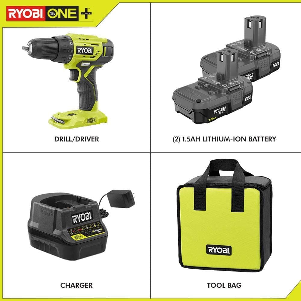 Ryobi ONE+ 18V Cordless 1/2 in. Drill/Driver Kit (P215K1) thumbnail 2
