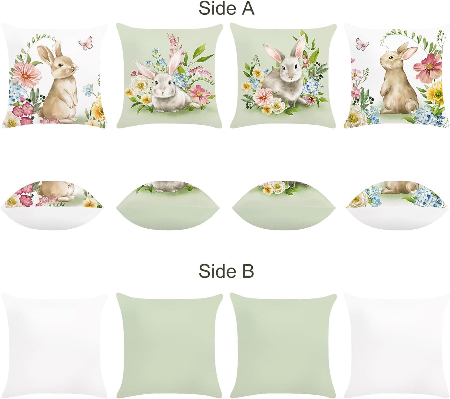 Bonhause Spring Easter Bunny Throw Pillow Covers (Set of 4) thumbnail 4