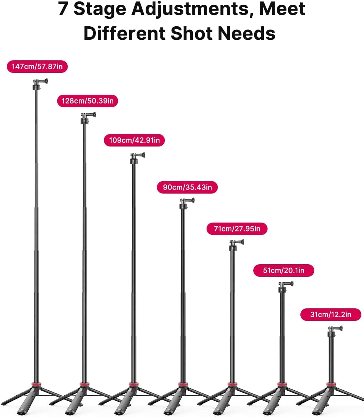 ULANZI Go Quick II Selfie Stick Tripod for GoPro (57-inch) thumbnail 2