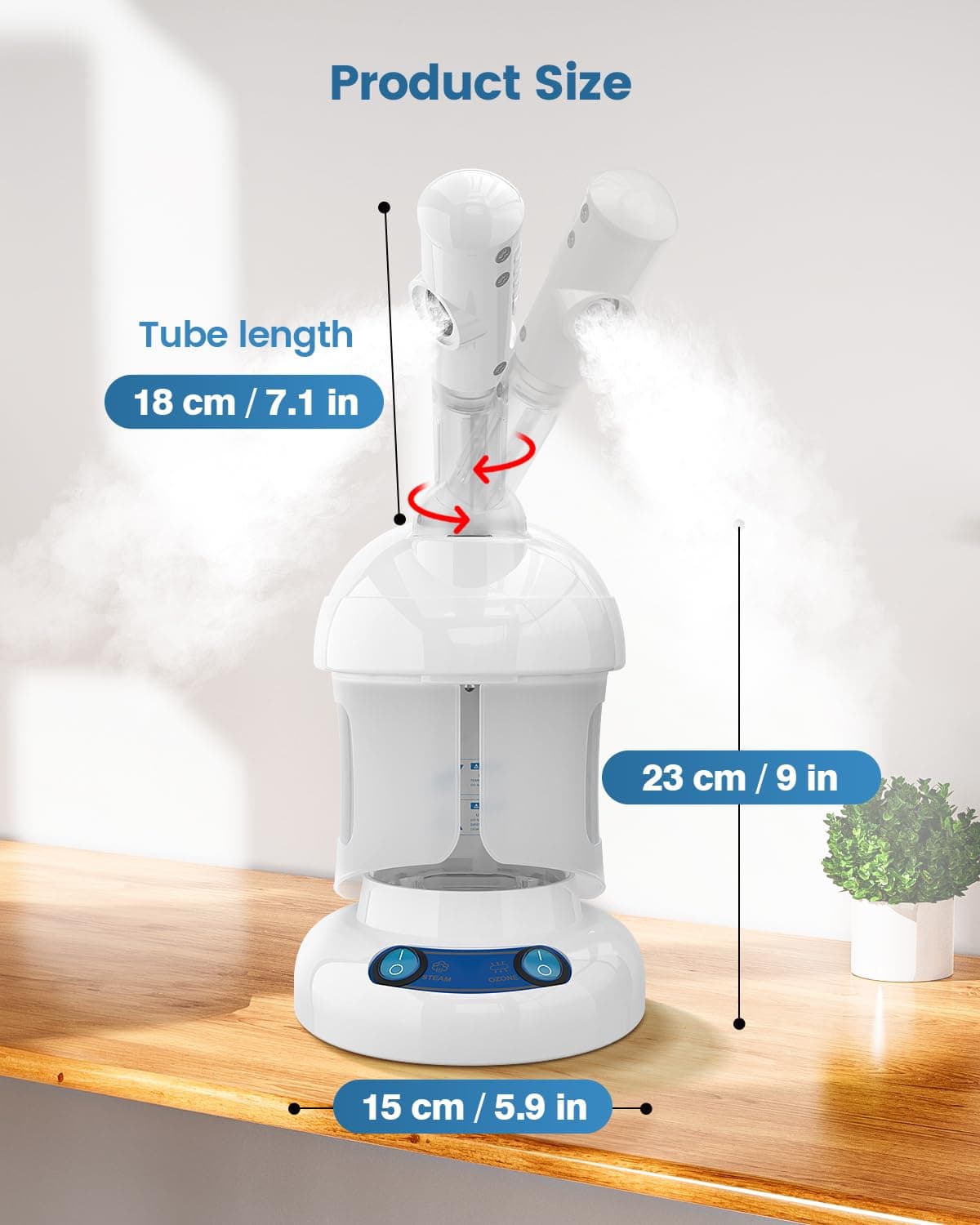 Kingsteam Tabletop Facial Steamer with 360° Rotating Arm thumbnail 5