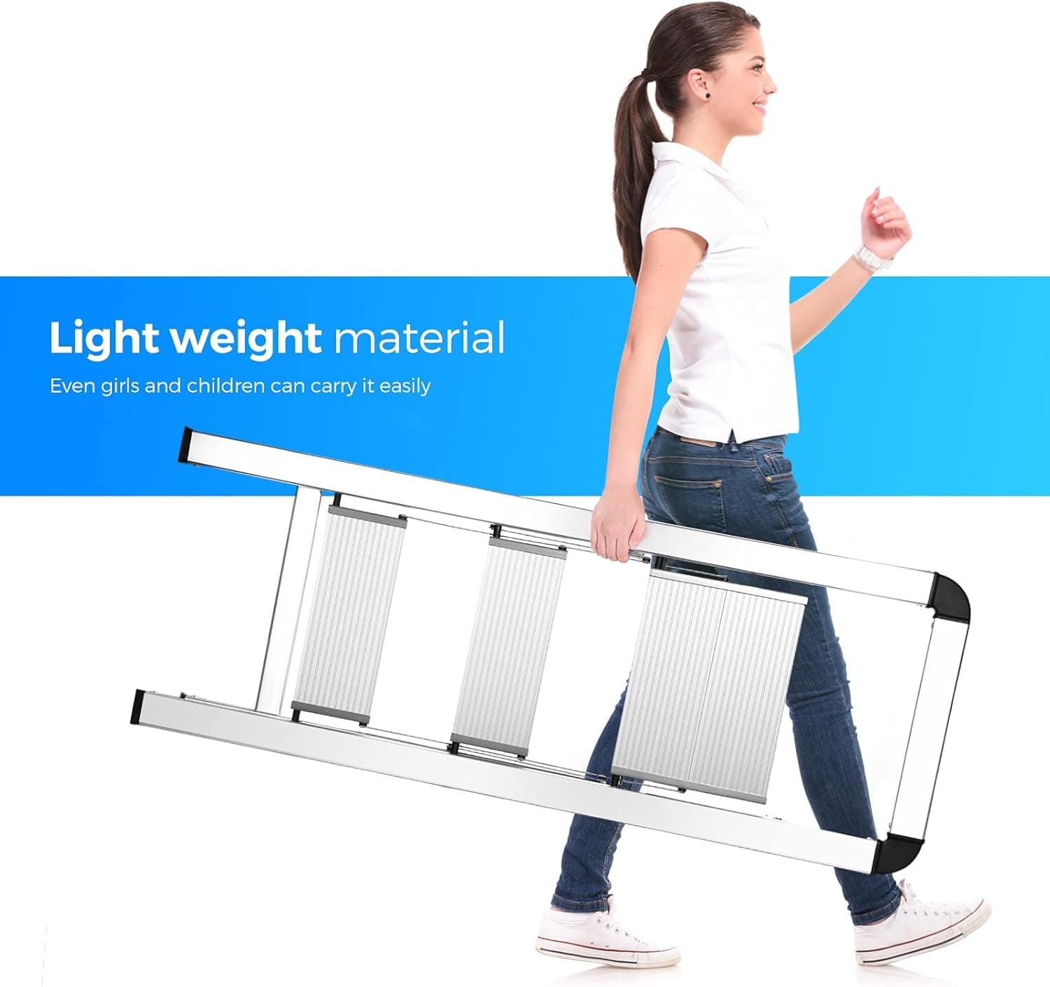 Delxo 3 Step Aluminum Folding Ladder thumbnail 4