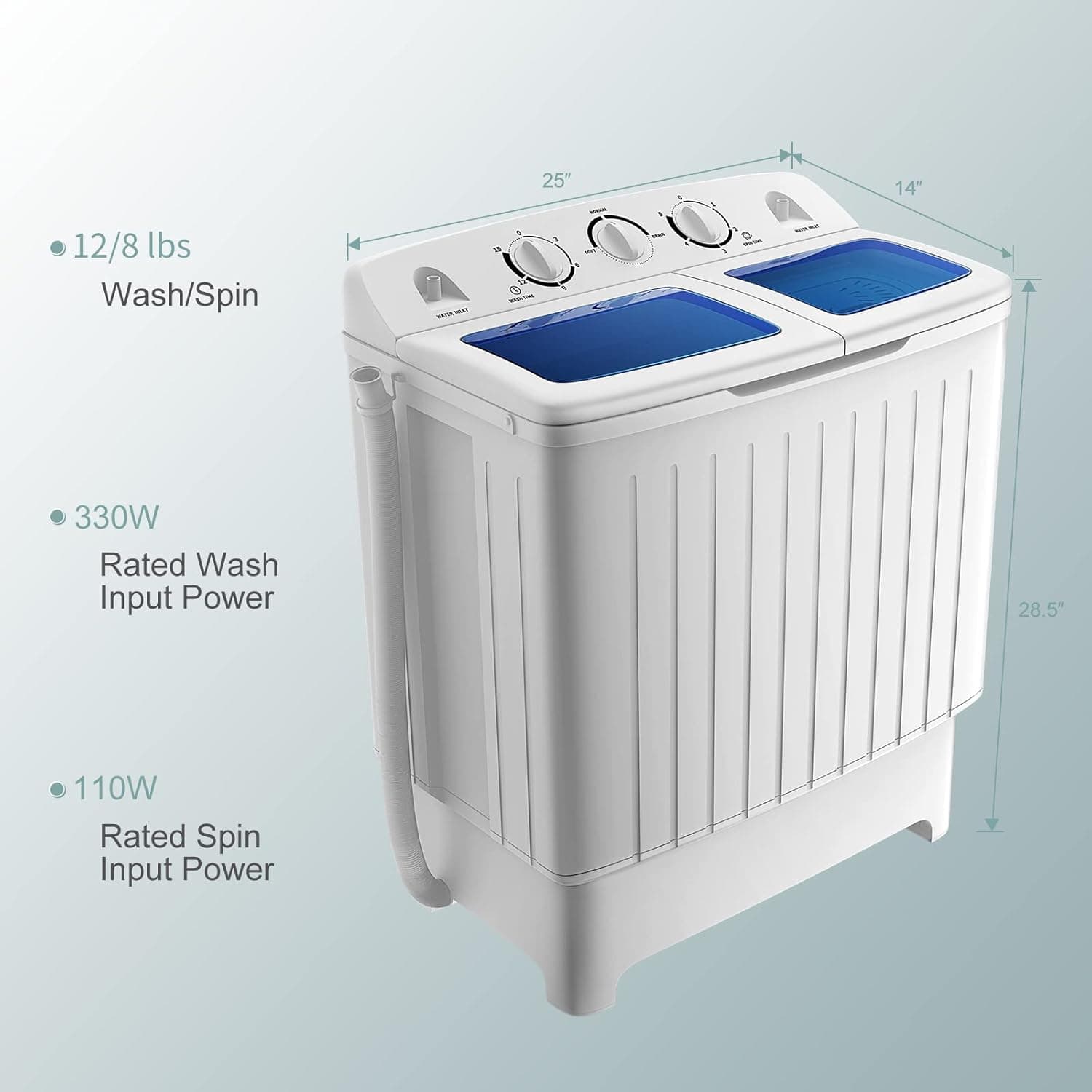 COSTWAY Twin Tub Portable Washing Machine 20 Lbs thumbnail 2
