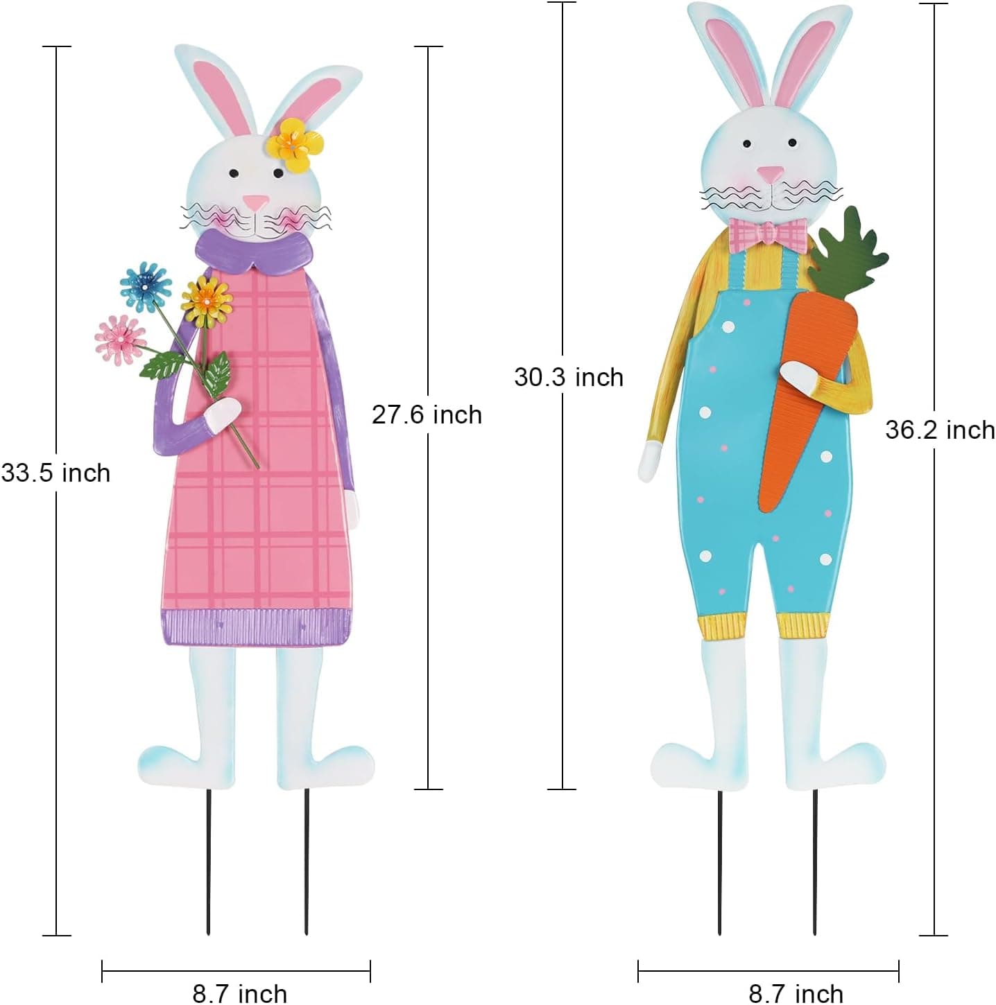 YEAHOME Set of 2 Metal Bunny Decorative Garden Stakes thumbnail 4