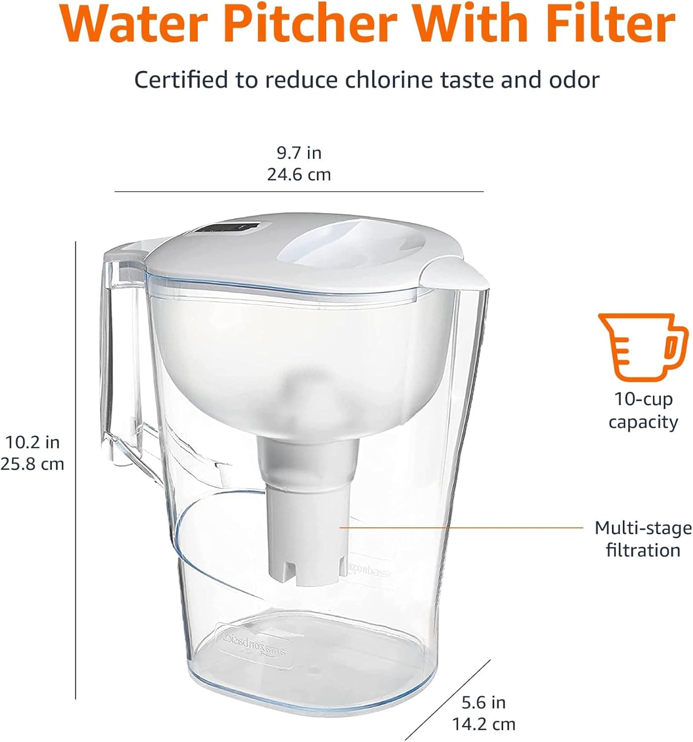 Amazon Basics 10-Cup Water Filter Pitcher thumbnail 4