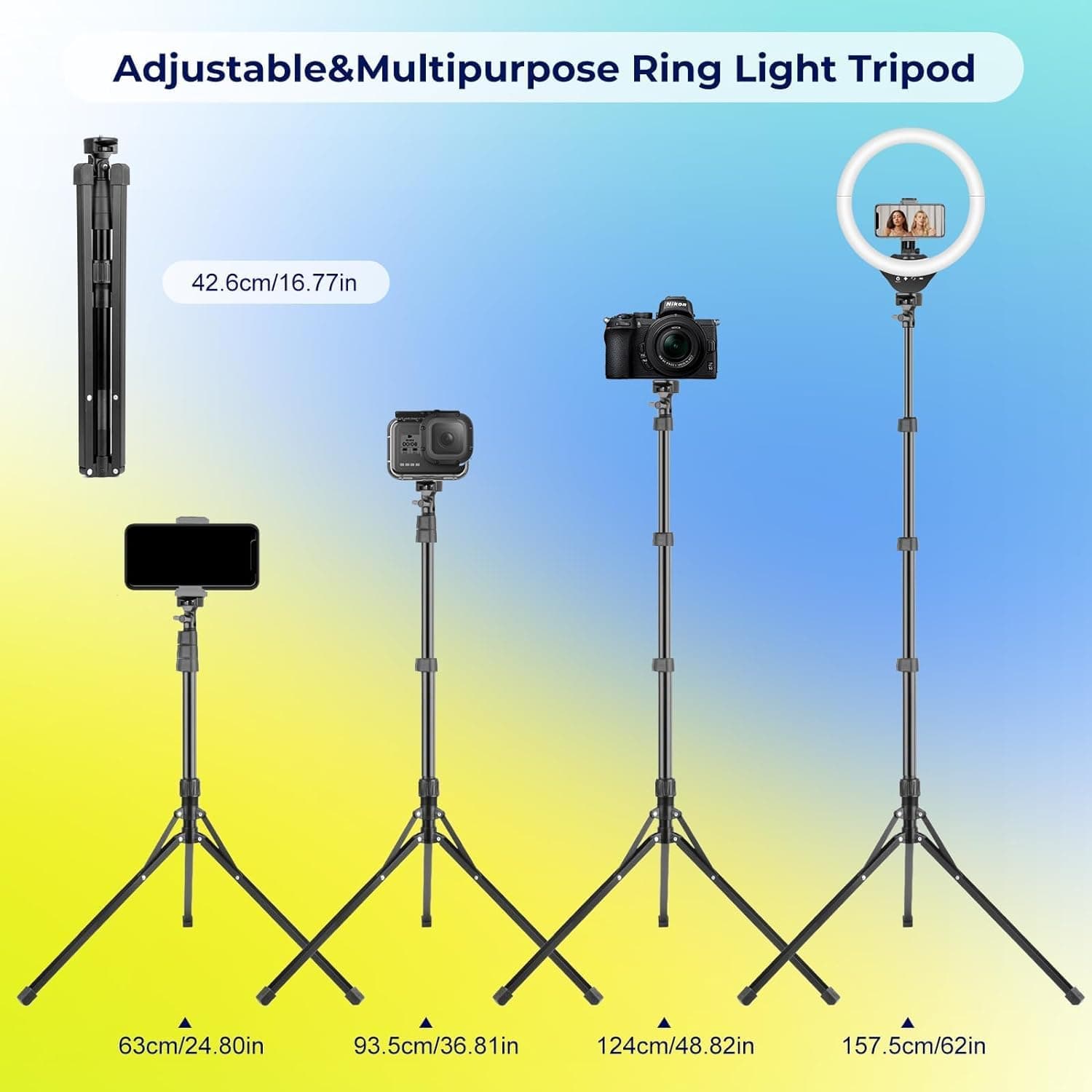 Aureday 14-Inch Ring Light with 62-Inch Tripod thumbnail 5