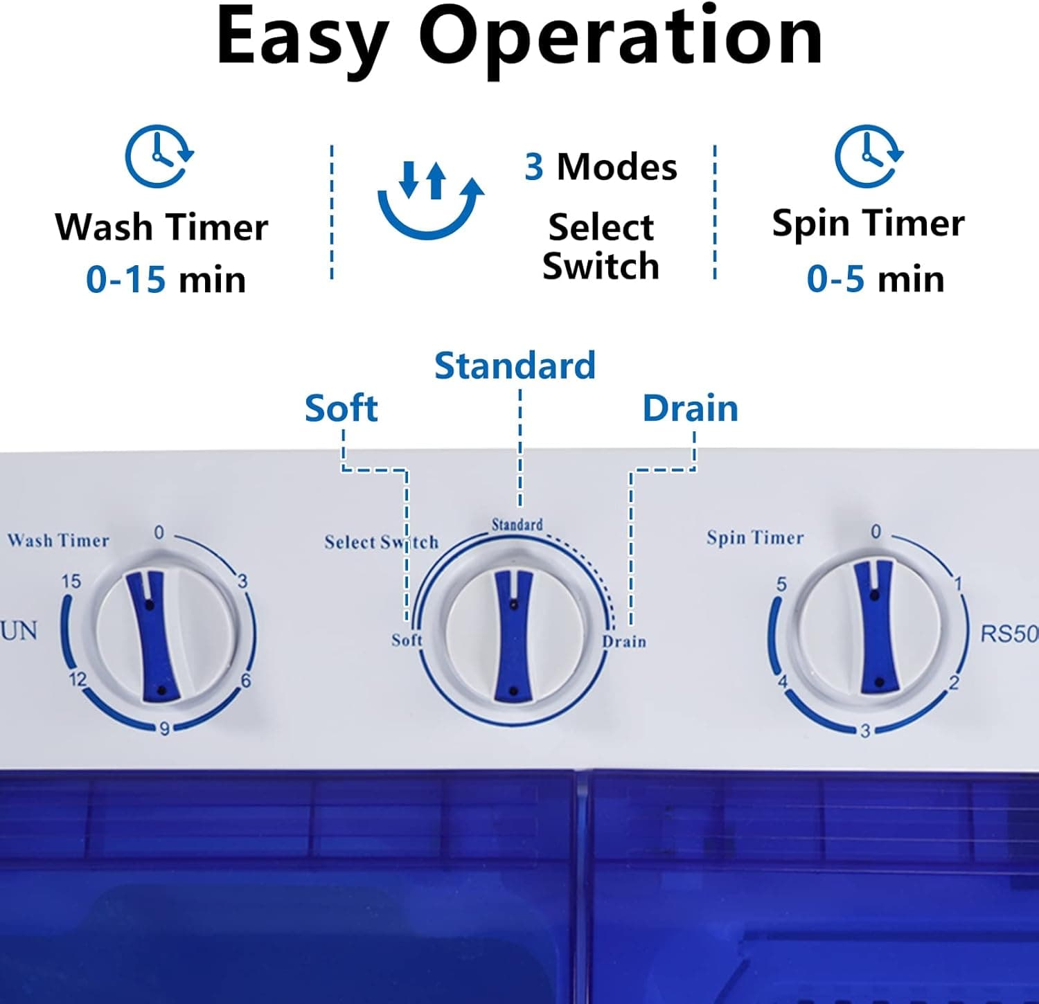 ROVSUN 17.6LBS Portable Twin Tub Washing Machine thumbnail 3