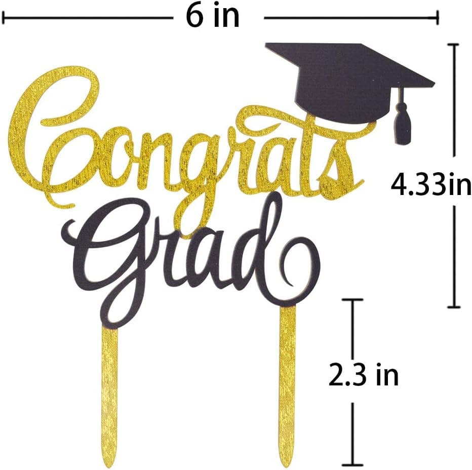 Congrats Grad Cake Topper 2026 (Gold and Black) thumbnail 2