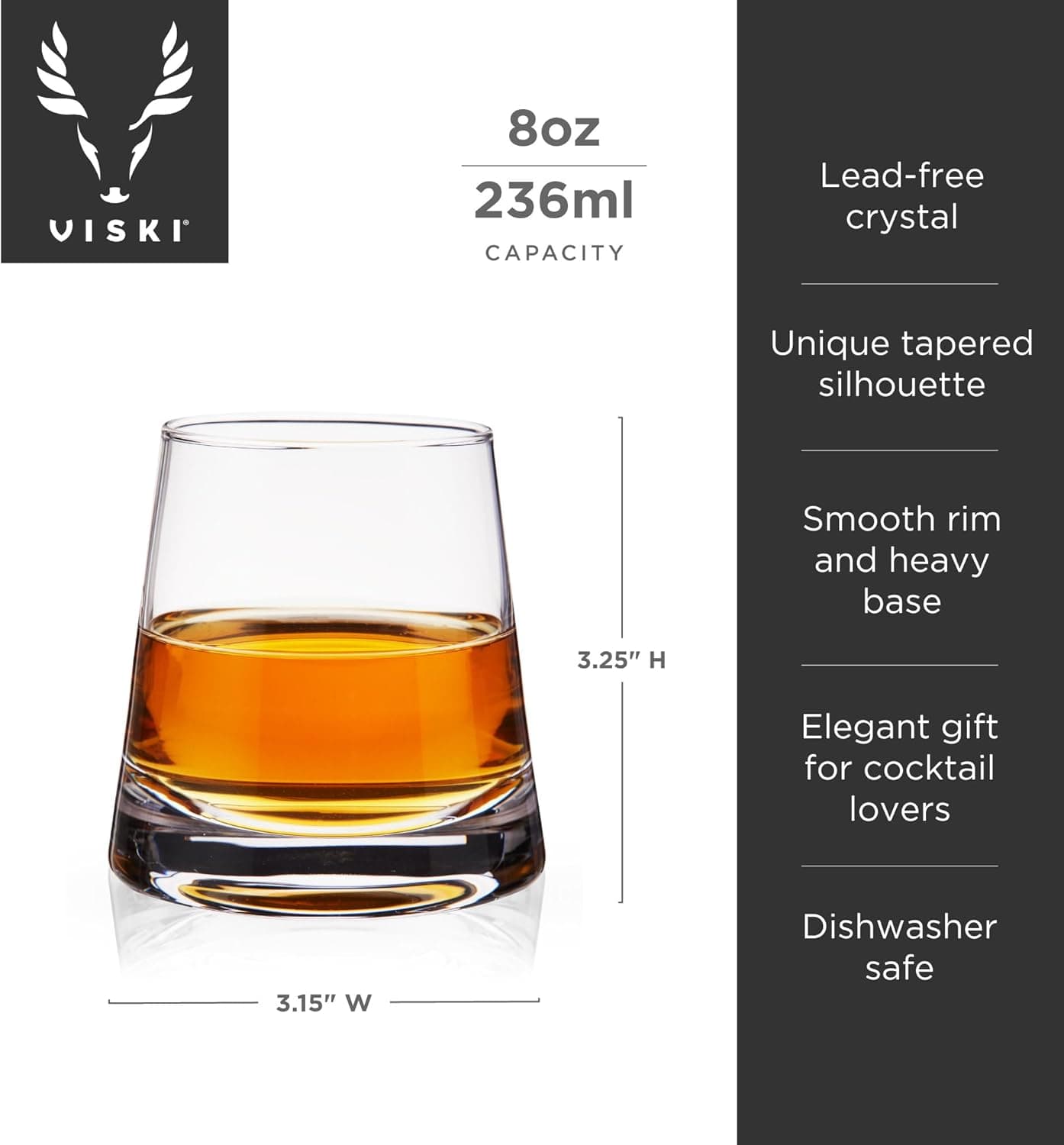 Viski Burke Whiskey Glasses with Pyramid Design, Set of 2 thumbnail 3