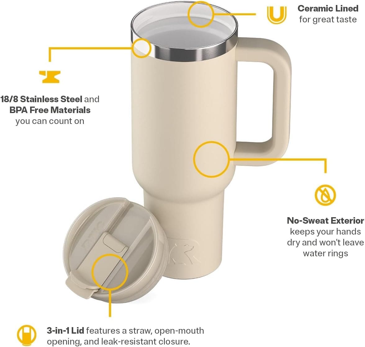RTIC 40 oz Road Trip Tumbler with Handle and Straw thumbnail 3